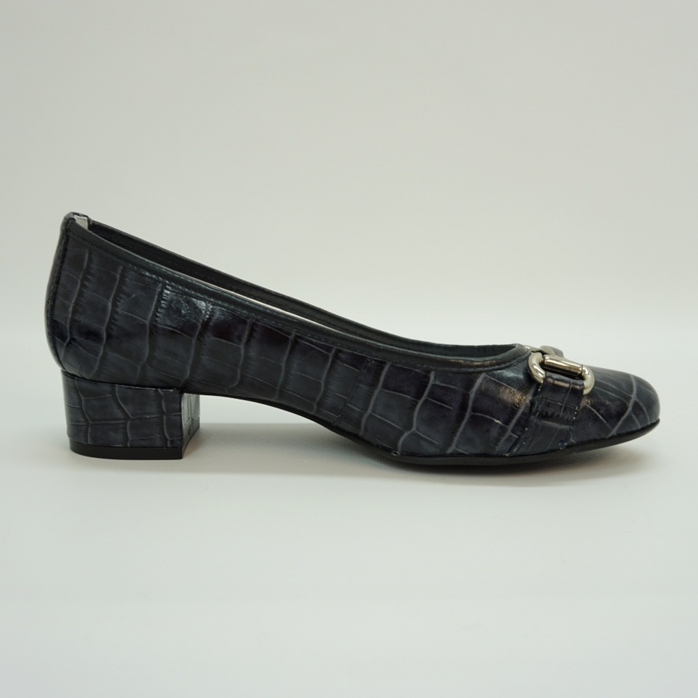 Marc Joseph New York  Croco Embossed Pumps Navy 38 - Picture 6 of 8